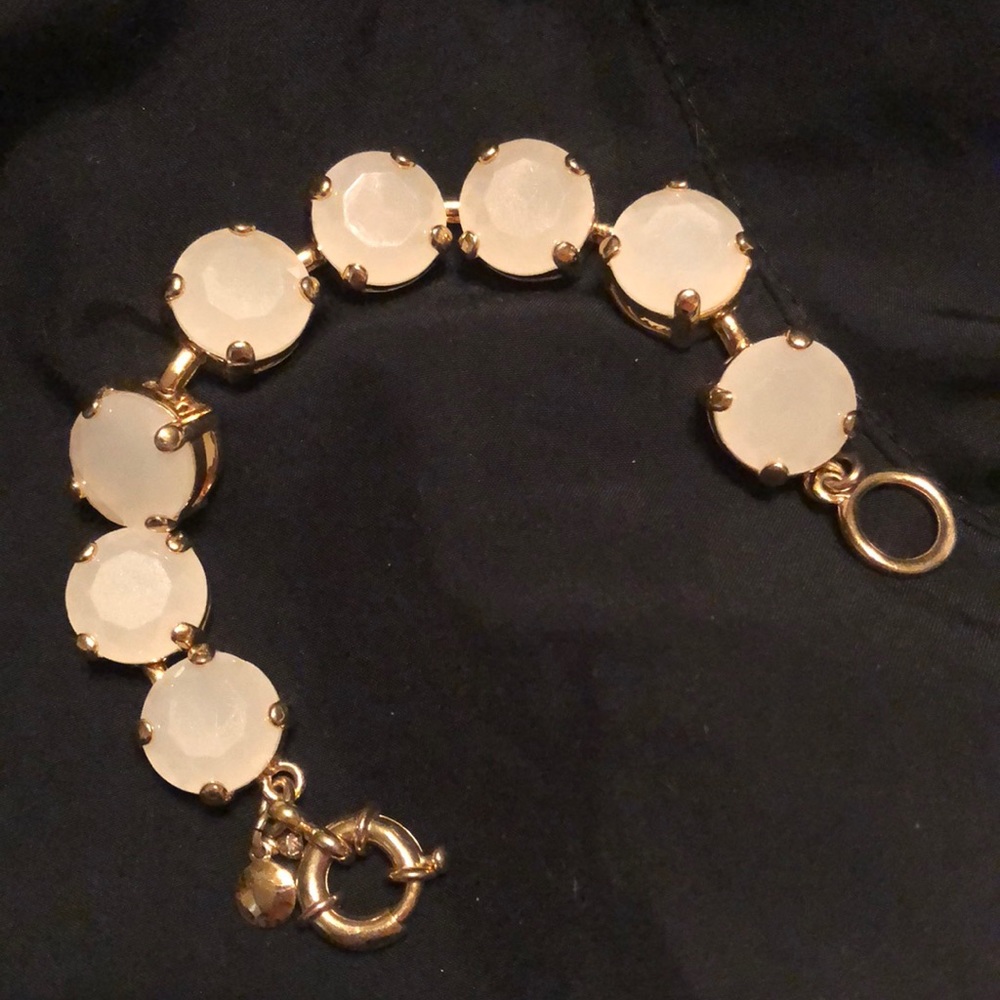 JCREW bracelet gold w/white frosted glass stones.